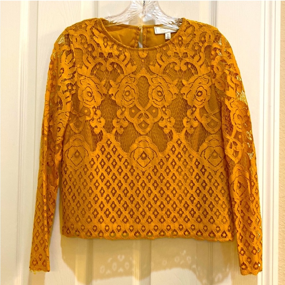 Moulinette Soeurs | Mustard Lace Blouse